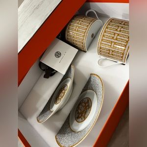 HERMES | Mosaique Au 24 Platinum Breakfast Cup And Saucer with box